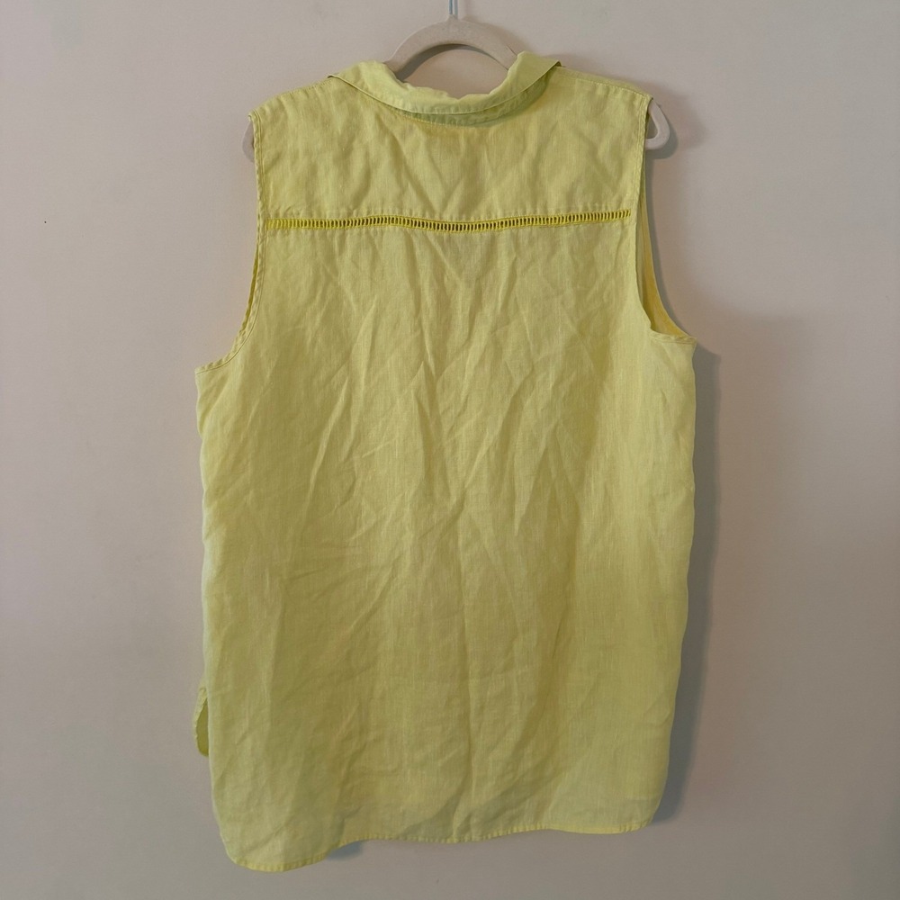 Chico's 100% Linen Size 4 Yellow No-Iron FreshChic Sleeveless Tunic Top - Picture 5 of 5